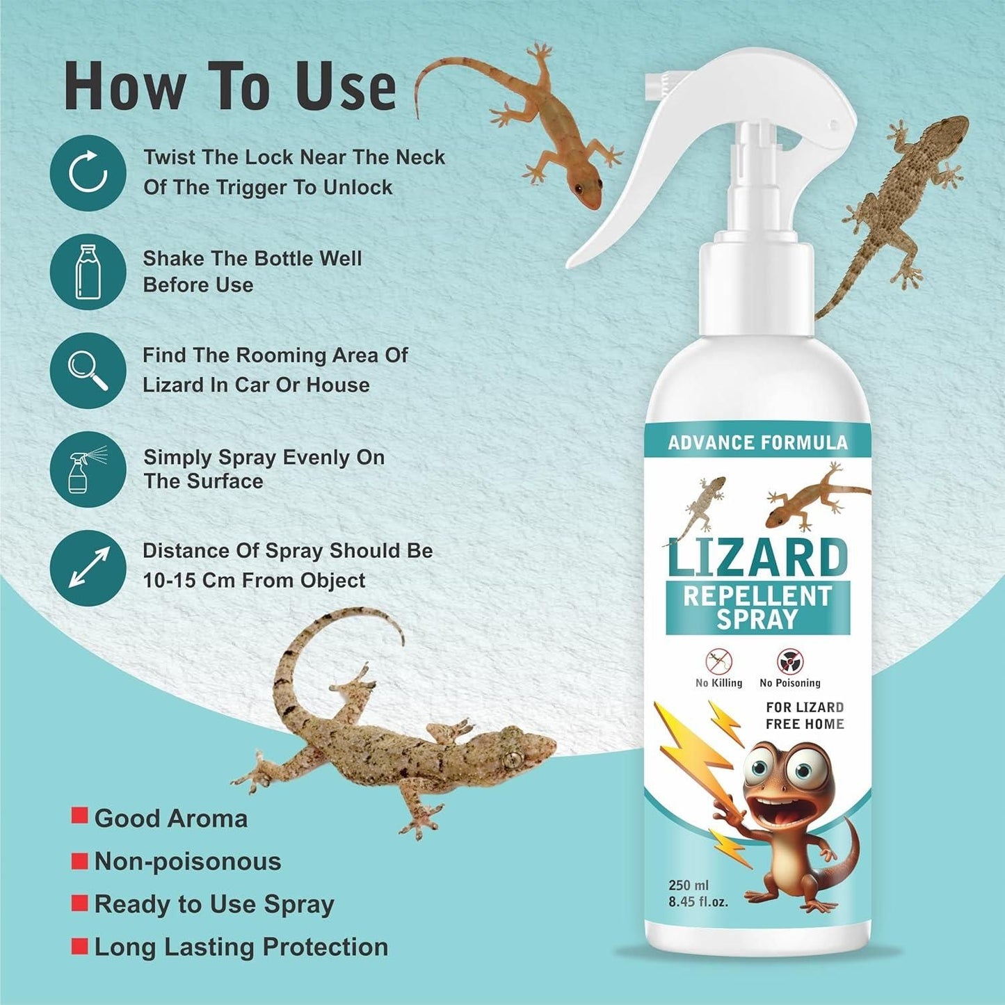Petzlora Lizard Repellent Spray (Pack of 2x250ml)